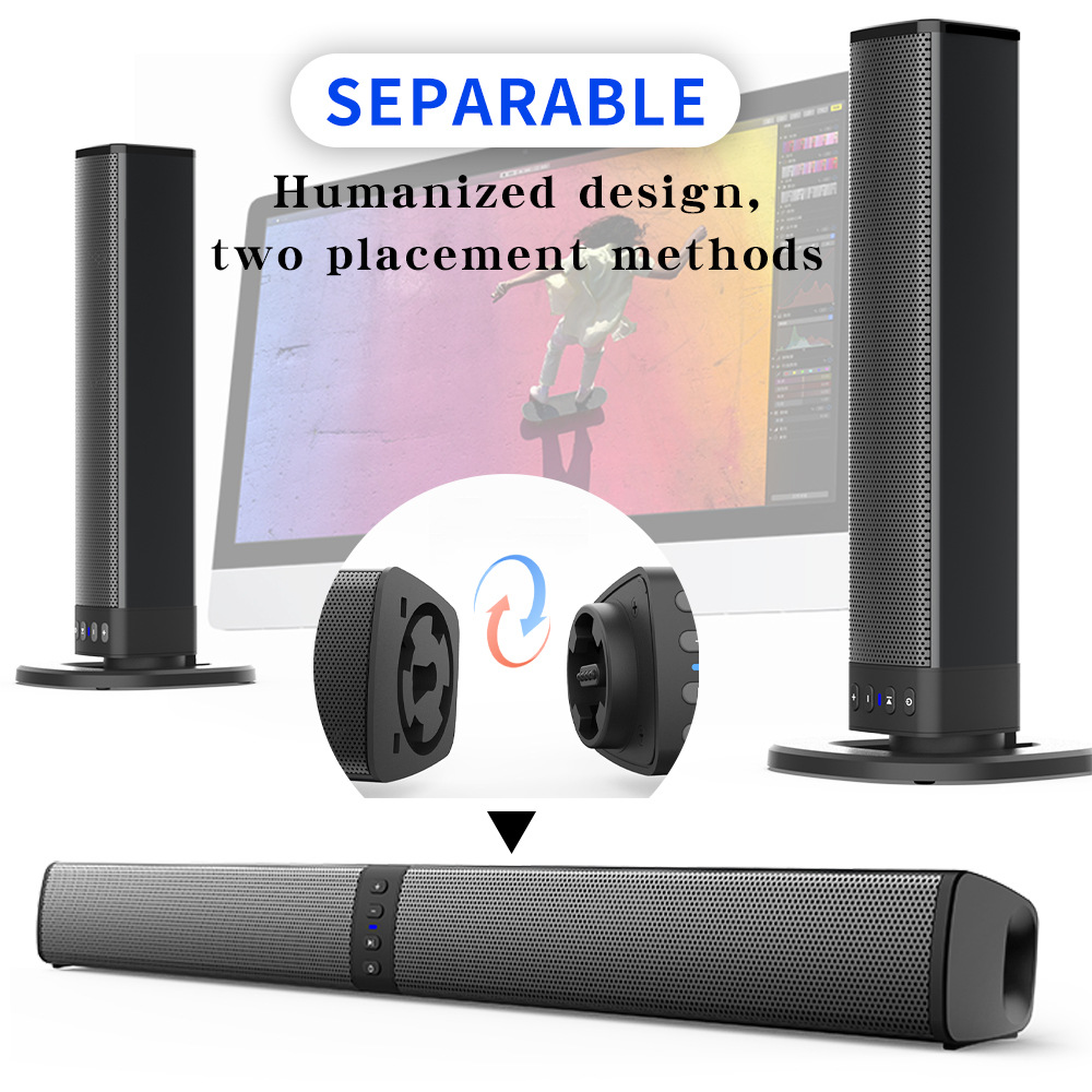 Audio X Music - Soundbar Bluetooth Staccabile per Casa e