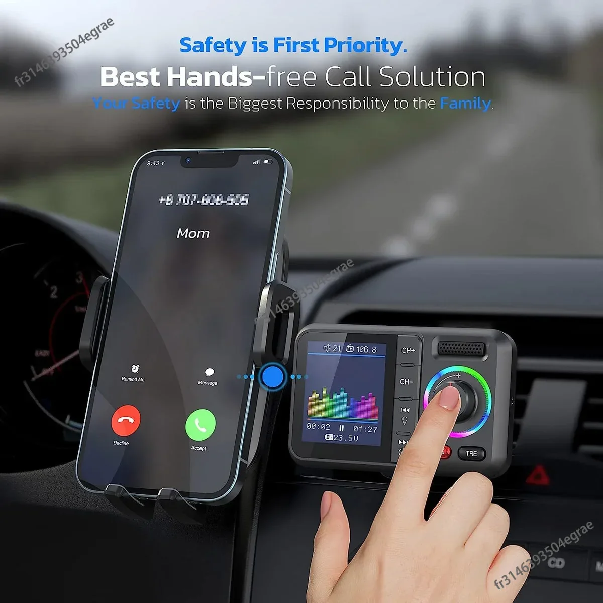 Audio Music Car - Trasmettitore FM Wireless con Grande Schermo